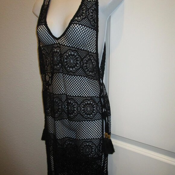 EVERYTHING BUT WATER BLACK MESH MAXI COVERUP SMALL - Picture 3 of 7